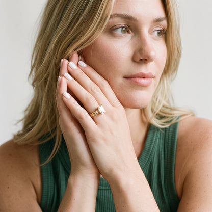Etta Vintage Milgrain Emerald Diamond Engagement Ring in Yellow Gold - model.jpg