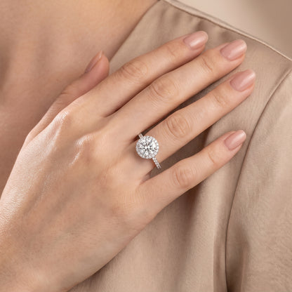 Alma Halo Pavé Round Diamond Ring in Silver - model.jpg