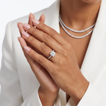Thea Hidden Halo Pavé Radiant Diamond Engagement Ring in White Gold - model.jpg