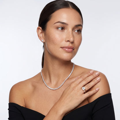 Veda Split Shank Pavé Asscher Diamond Engagement Ring in Rose Gold - model.jpg