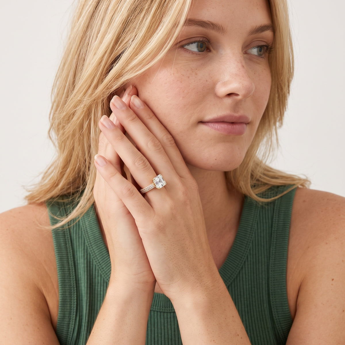 Thalia Micropavé Asscher Diamond Engagement Ring in Platinum - model.jpg