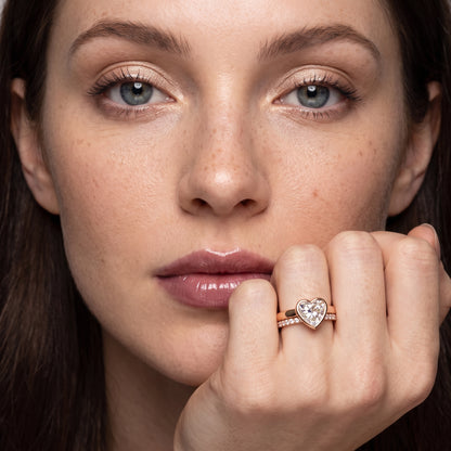 Ayla Bezel Bypass Heart Diamond Ring in Rose Gold - model.jpg