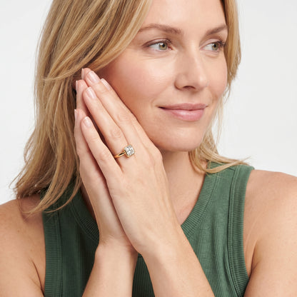 Alina Bezel Solitaire Radiant Diamond Ring in Yellow Gold - model.jpg