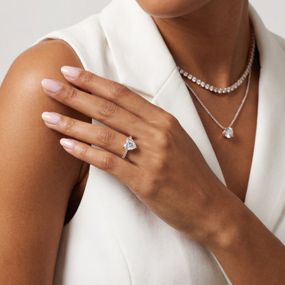 Aisha Pavé Solitaire Heart Diamond Engagement Ring in Rose Gold - model.jpg