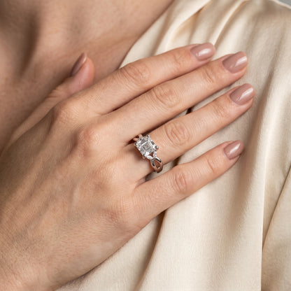 Luna Glow Twisted Asscher Diamond Engagement Ring in Silver - model.jpg