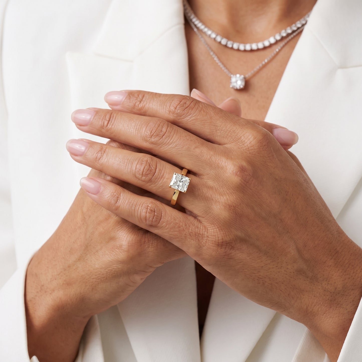 Delia Solitaire Radiant Diamond Engagement Ring in Yellow Gold - model.jpg