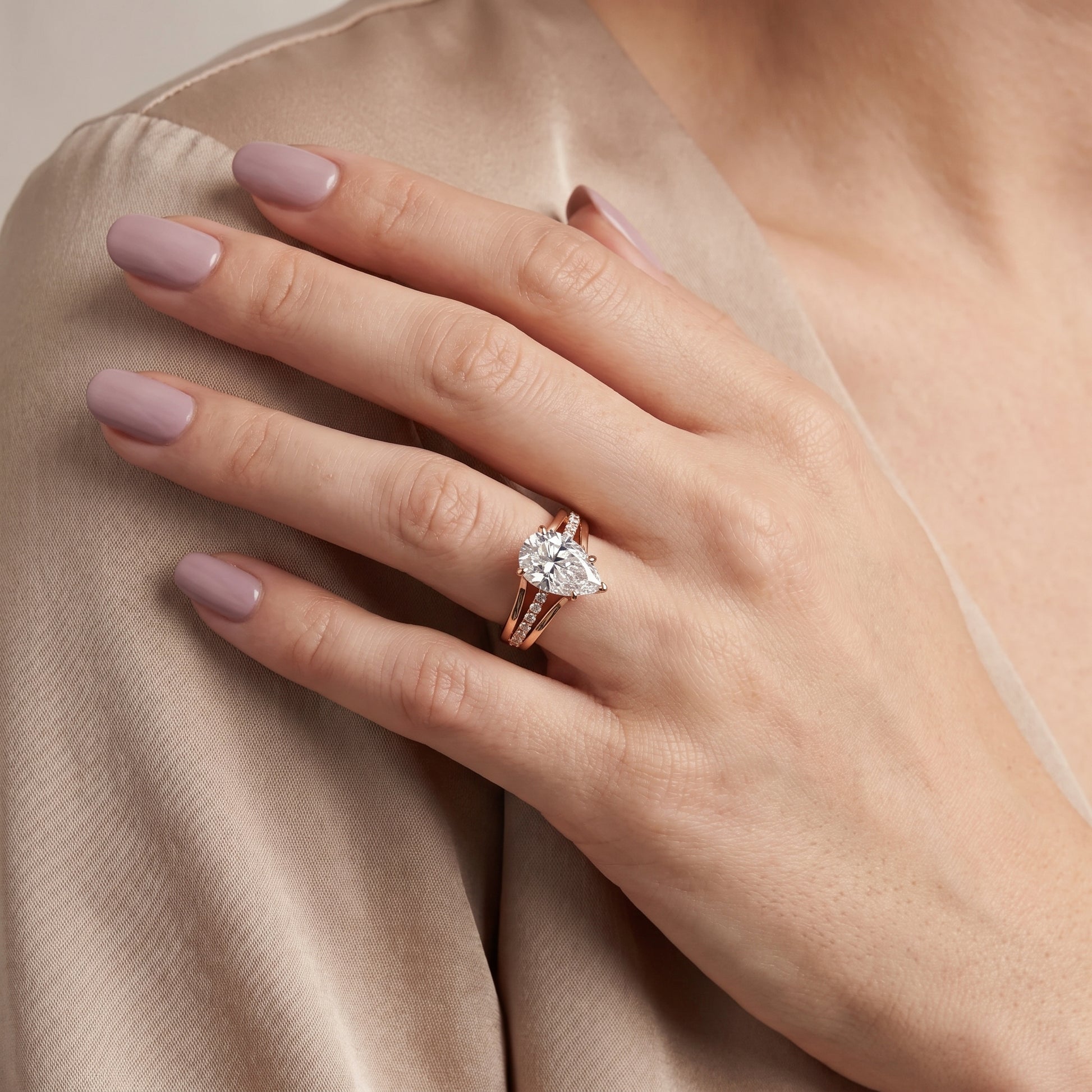 Scarlett Split Shank Pavé Pear Diamond Ring in Rose Gold - model.jpg