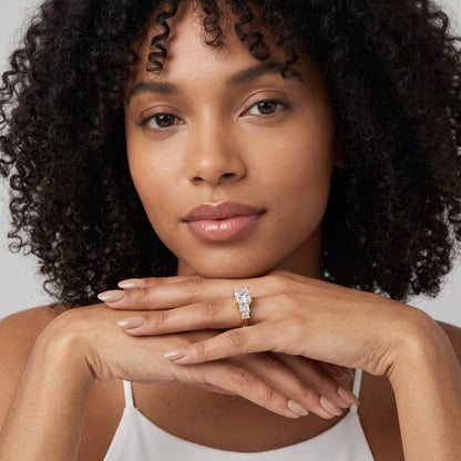 Desiree Graduated Five-Stone Princess Diamond Engagement Ring in Platinum - model.jpg