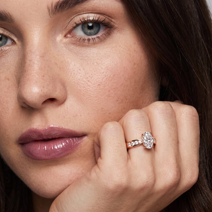 Noor Channel Set Sidestone Oval Diamond Engagement Ring in Rose Gold - model.jpg