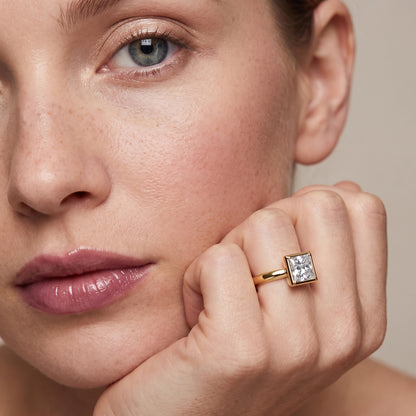 Alina Bezel Solitaire Princess Diamond Ring in Yellow Gold - model.jpg