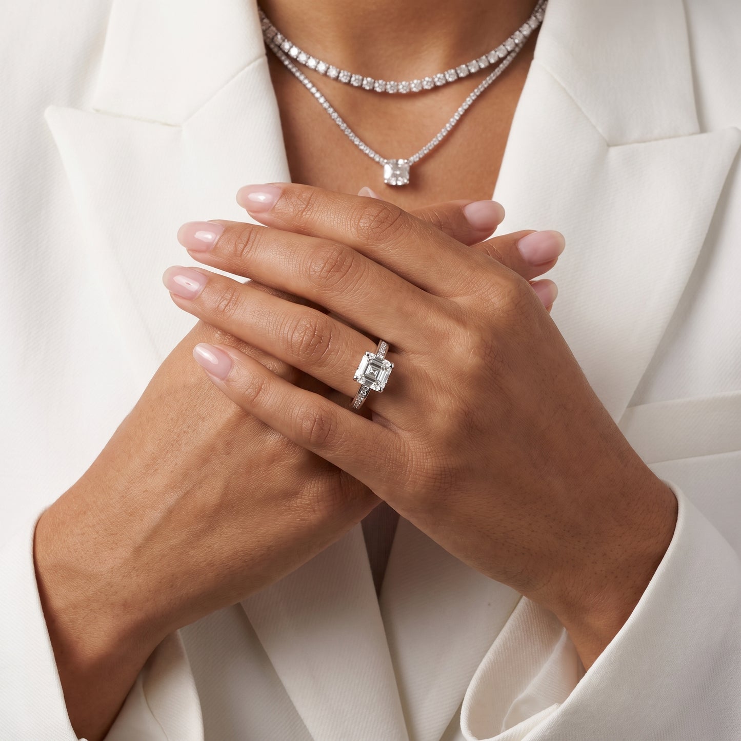 Tessa Solitaire Channel Set Asscher Diamond Engagement Ring in White Gold - model.jpg