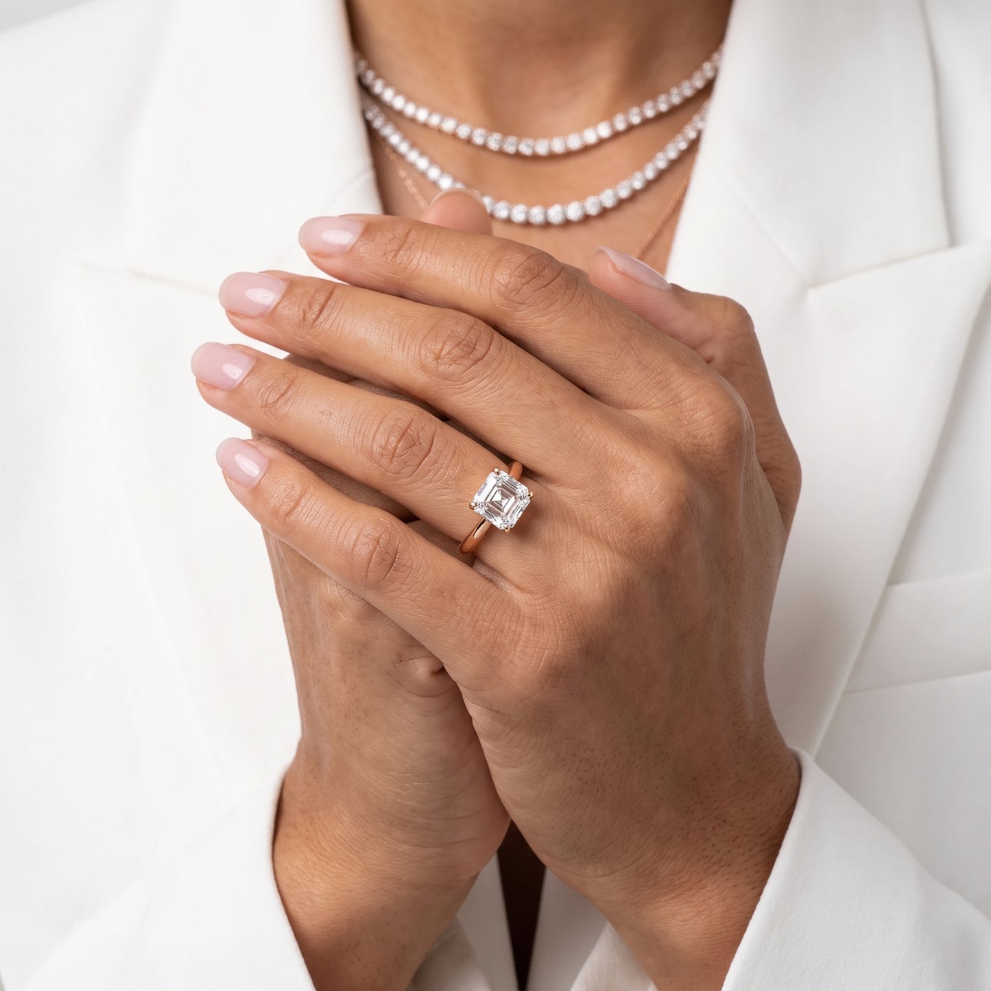 Amira Six-Prong Solitaire Asscher Diamond Engagement Ring in Rose Gold - model.jpg
