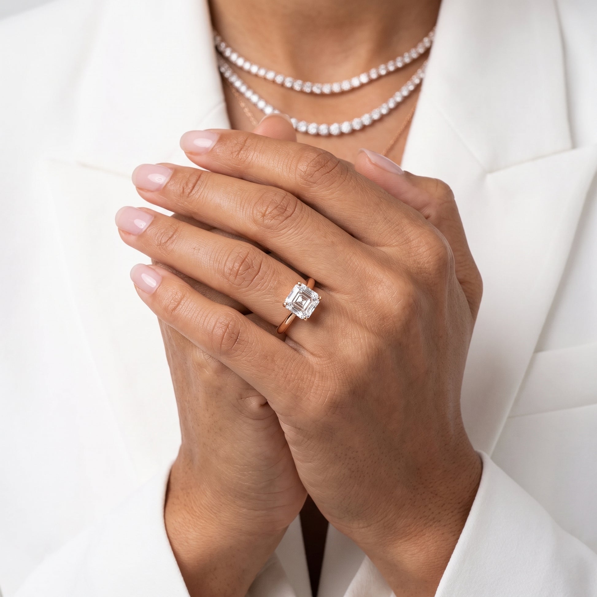 Amira Six-Prong Solitaire Asscher Diamond Engagement Ring in Rose Gold - model.jpg