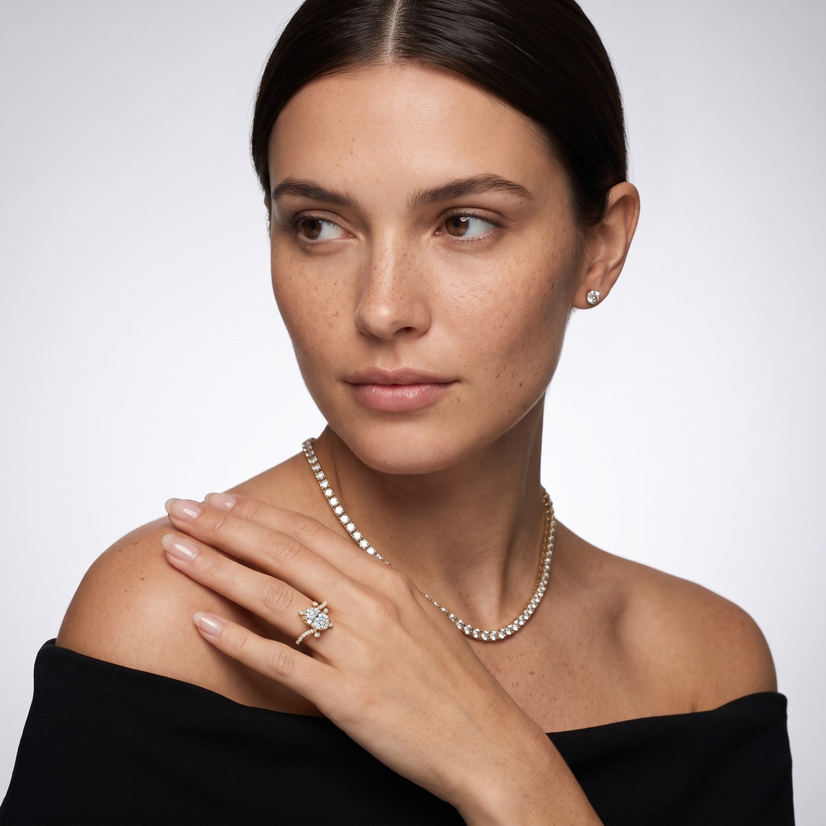 Agnes Bypass Pavé Oval Diamond Engagement Ring in White Gold - model.jpg
