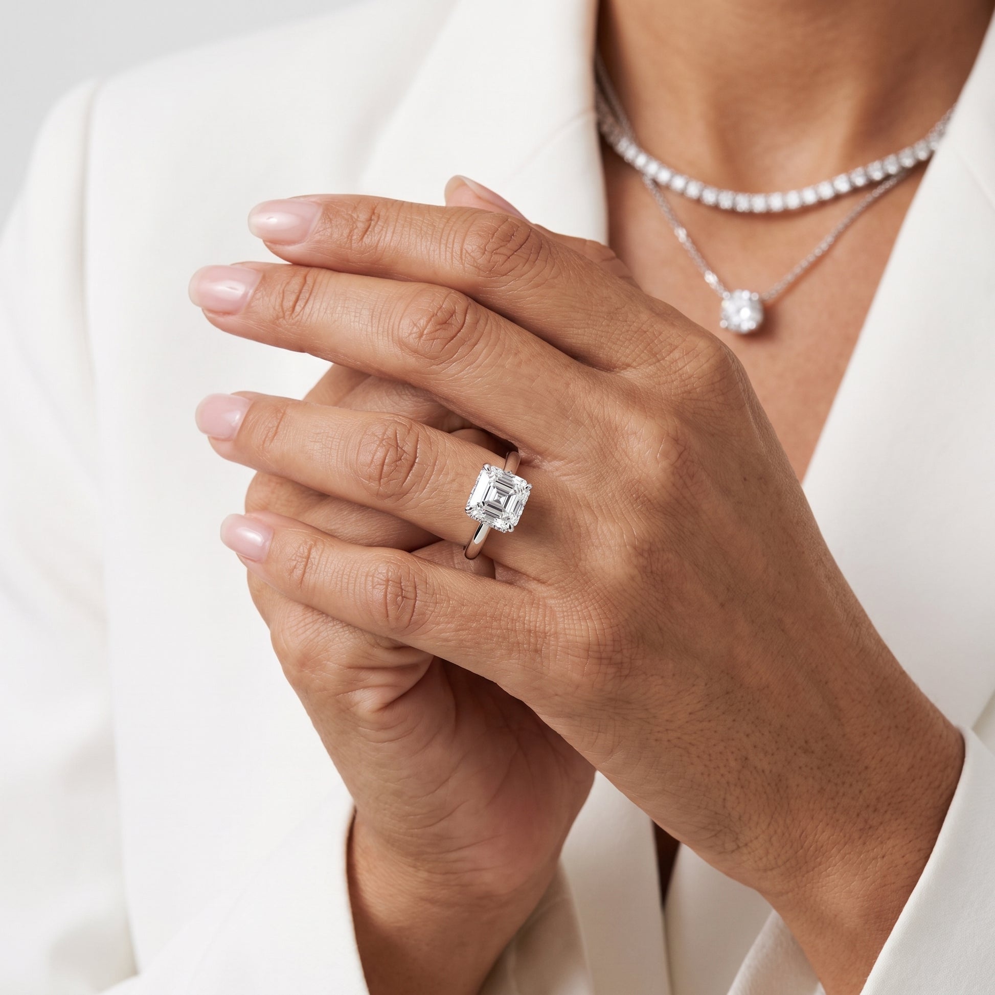 Mena Hidden Halo Asscher Diamond Engagement Ring in Platinum - model.jpg