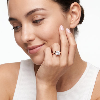 Alina Bezel Solitaire Princess Diamond Ring in Rose Gold - model.jpg