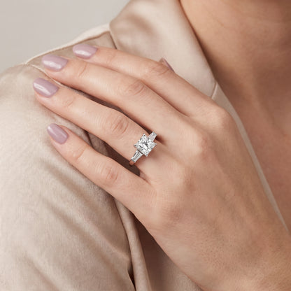 Zelda Tapered Baguette Princess Diamond Engagement Ring in Silver - model.jpg