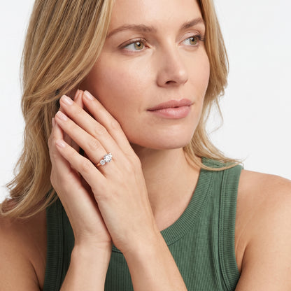 Callie Three-Stone Trellis Round Diamond Engagement Ring in Rose Gold - model.jpg