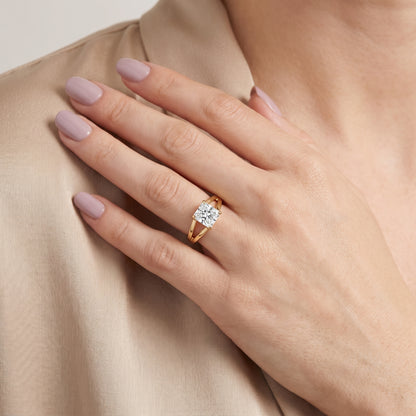 Giselle Solitaire Split Shank Radiant Diamond Engagement Ring in Yellow Gold - model.jpg