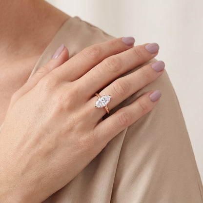Marquise Cut Lab Grown Diamond Engagement Ring in Rose Gold