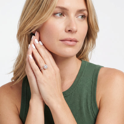 Chloe Halo Pavé Cushion Diamond Ring in Rose Gold - model.jpg