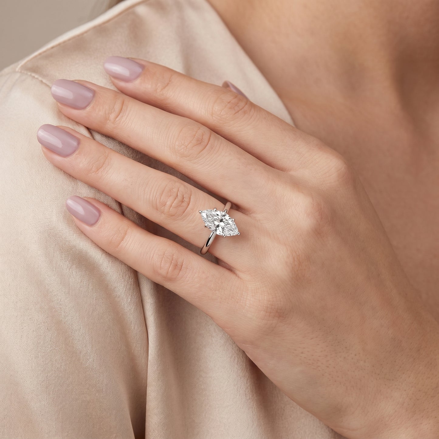 Sadie Cathedral Solitaire Marquise Diamond Ring in Platinum - model.jpg