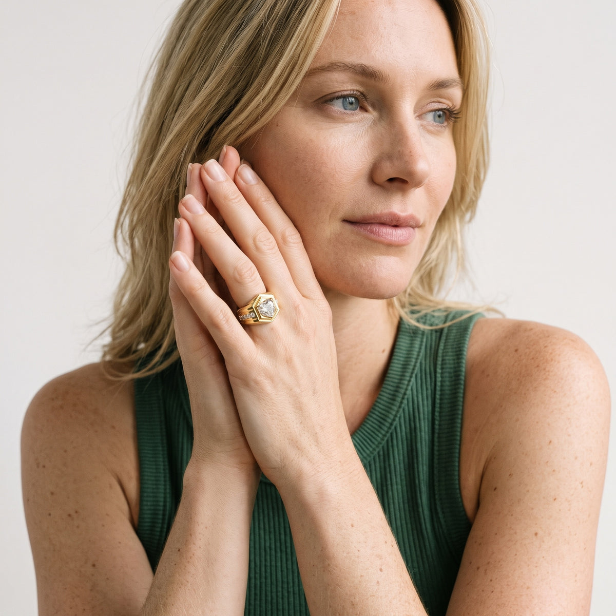 Cody Statement Channel Set Heart Diamond Engagement Ring in Yellow Gold - model.jpg