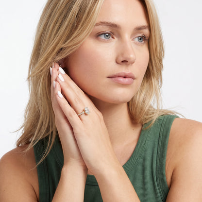 Rhea Sidestone Pavé Oval Diamond Engagement Ring in Yellow Gold - model.jpg