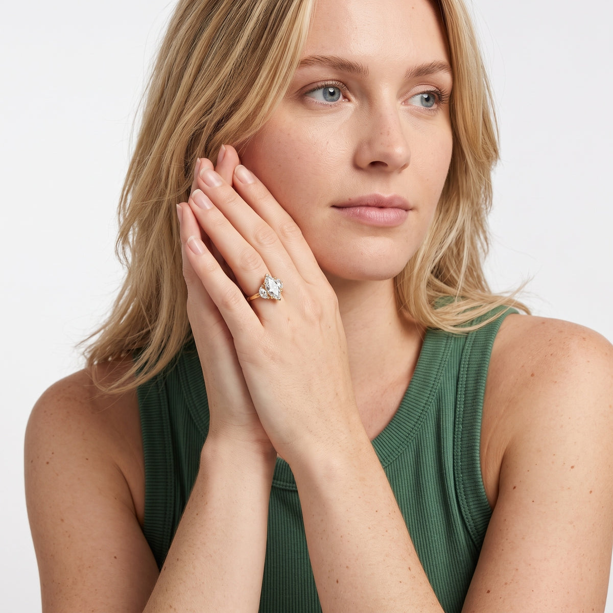 Elia Half-Moon Three-Stone Marquise Diamond Engagement Ring in Silver - model.jpg