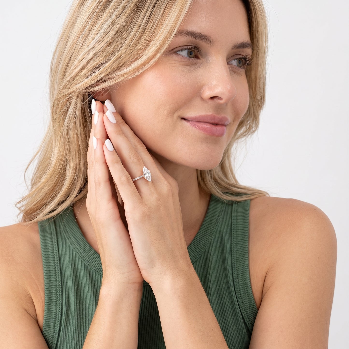 Violet Hidden Halo Pavé Marquise Diamond Ring in Rose Gold - model.jpg