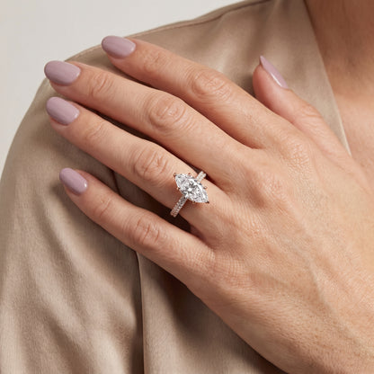 Della Hidden Halo Pavé Marquise Diamond Engagement Ring in Rose Gold - model.jpg
