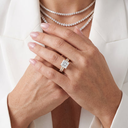 Della Hidden Halo Pavé Princess Diamond Engagement Ring in Yellow Gold - model.jpg