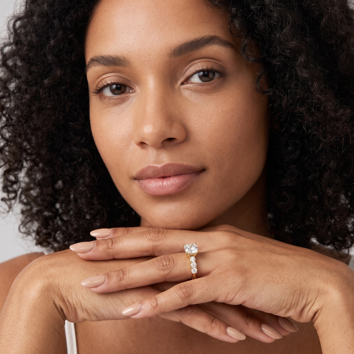 Lenora Scalloped Statement Cushion Diamond Engagement Ring in Rose Gold - model.jpg