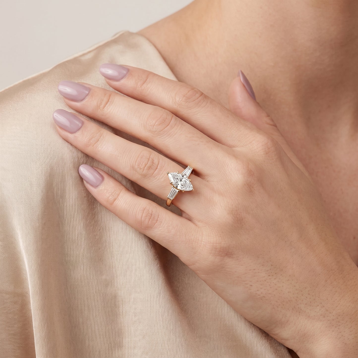 Zelda Tapered Baguette Marquise Diamond Engagement Ring in Yellow Gold - model.jpg