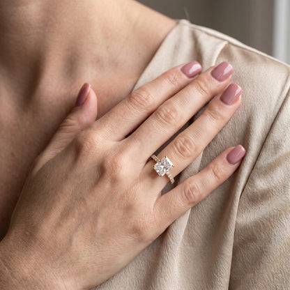 Thea Hidden Halo Pavé Radiant Diamond Engagement Ring in Yellow Gold - model.jpg