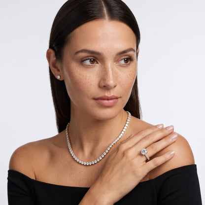 Luisa Pavé Round Diamond Engagement Ring in Silver - model.jpg