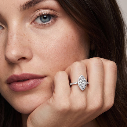 Alma Halo Pavé Marquise Diamond Ring in Platinum - model.jpg