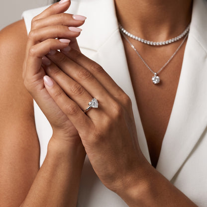 Serena Blossom Solitaire Heart Diamond Engagement Ring in White Gold - model.jpg