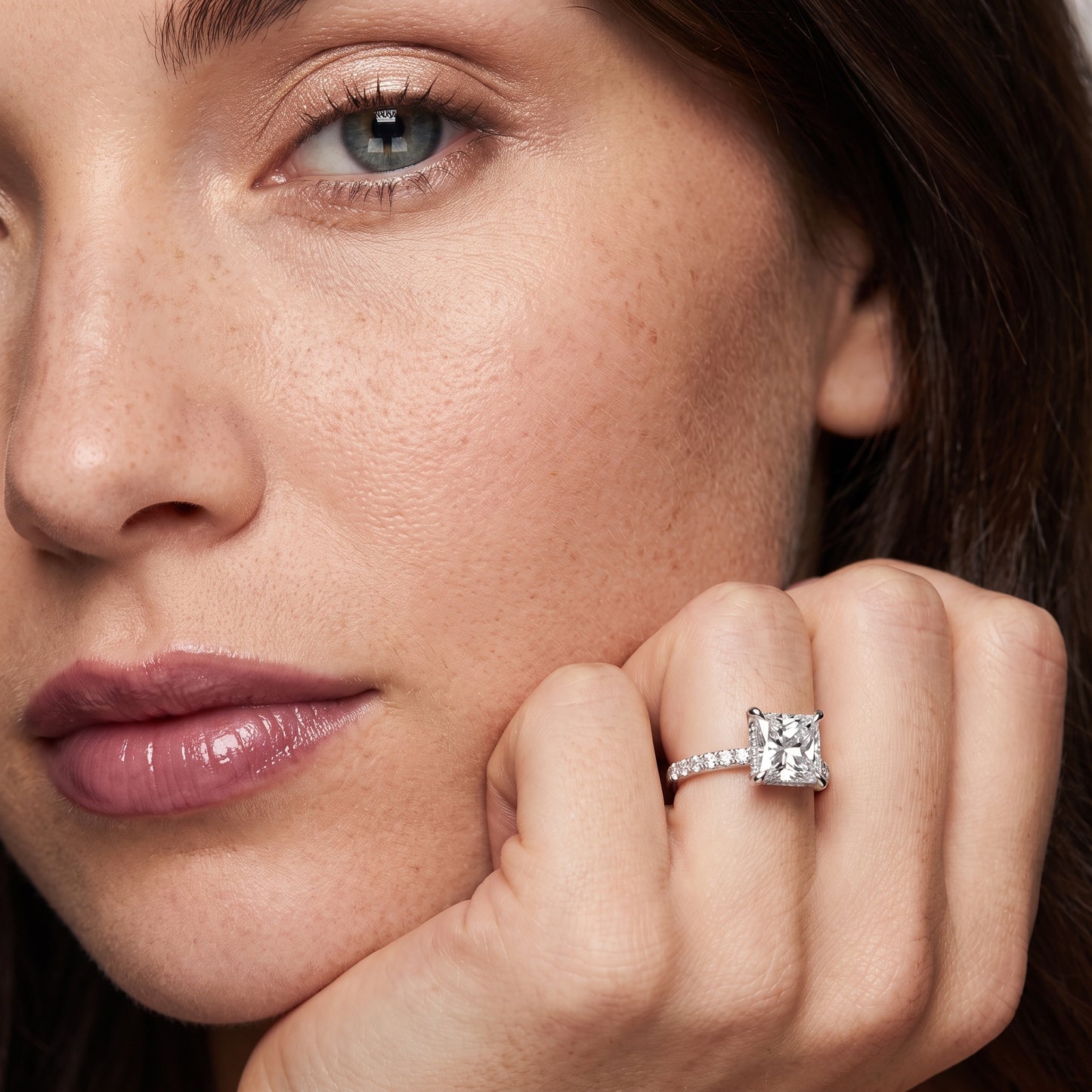 Maya Hidden Halo Pavé Princess Diamond Engagement Ring in White Gold - model.jpg