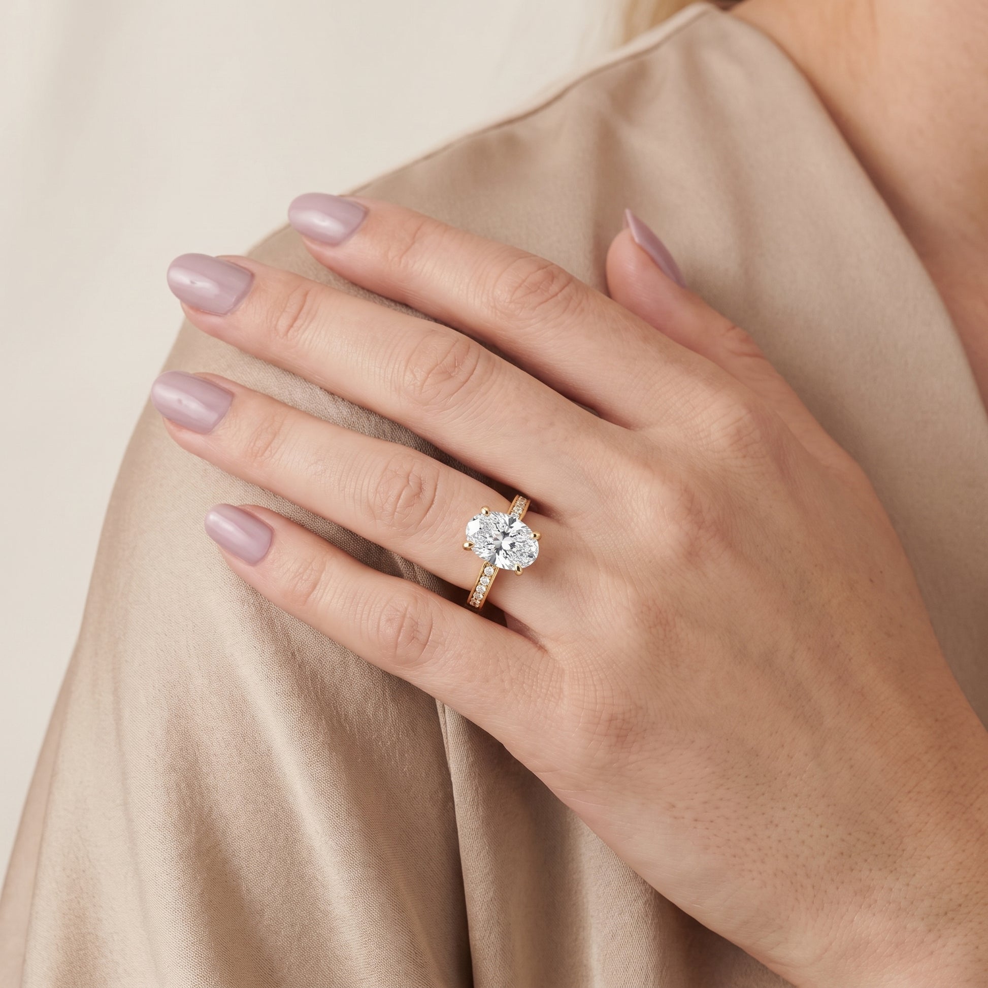 Tessa Solitaire Channel Set Oval Diamond Engagement Ring in Yellow Gold - model.jpg