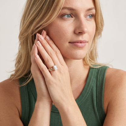 Mirella Laurel Emerald Diamond Engagement Ring in Silver - model.jpg