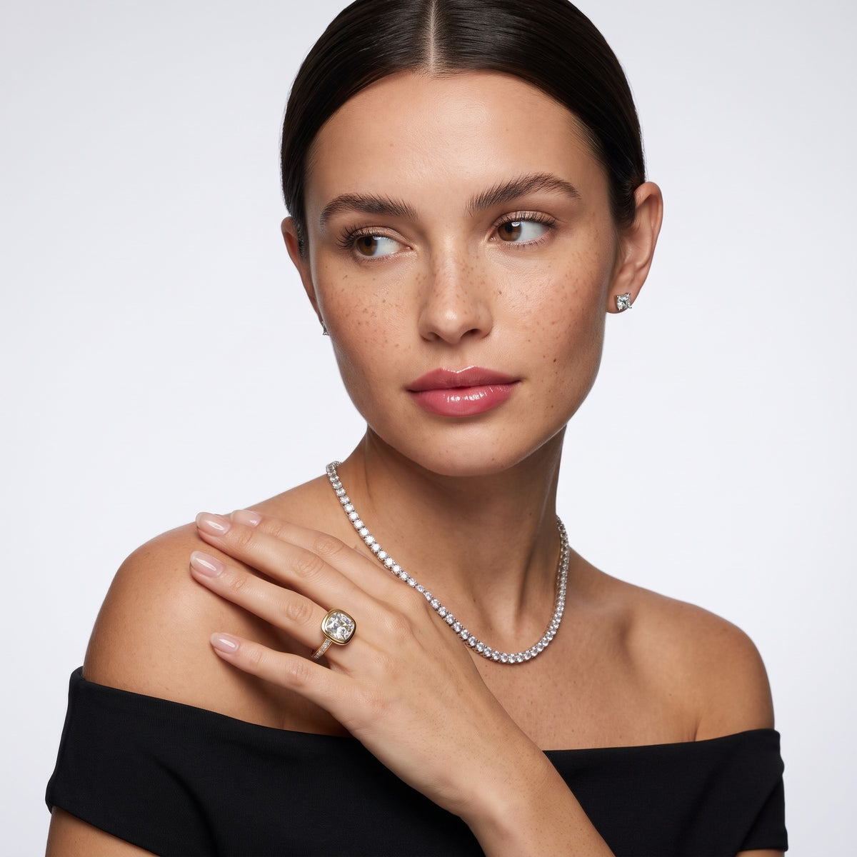 Darcy Bezel Channel Set Cushion Diamond Engagement Ring in White Gold - model.jpg