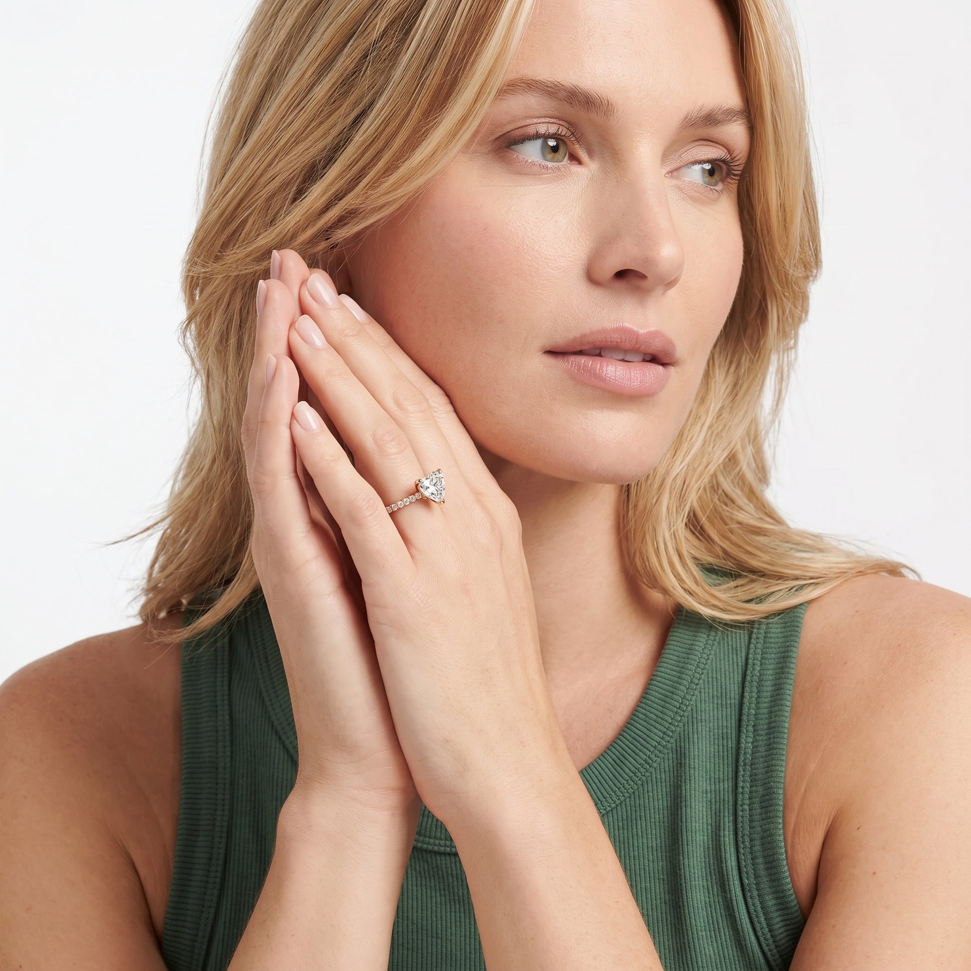 Maya Hidden Halo Pavé Heart Diamond Engagement Ring in Rose Gold - model.jpg