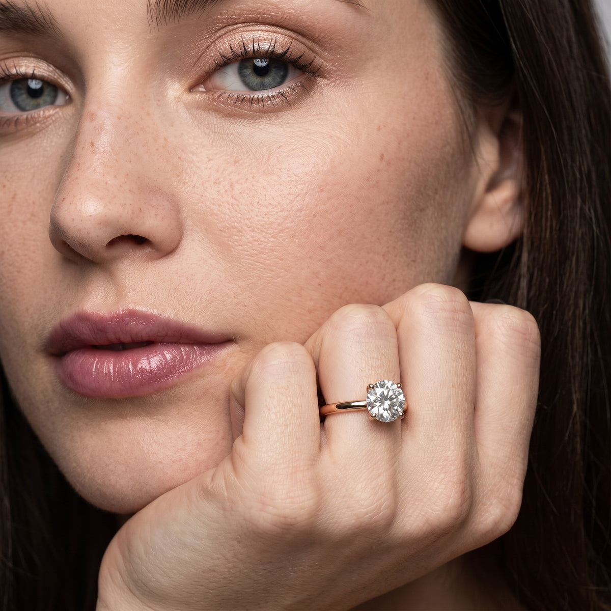 Charlotte Charm Solitaire Round Diamond Engagement Ring in Rose Gold - model.jpg