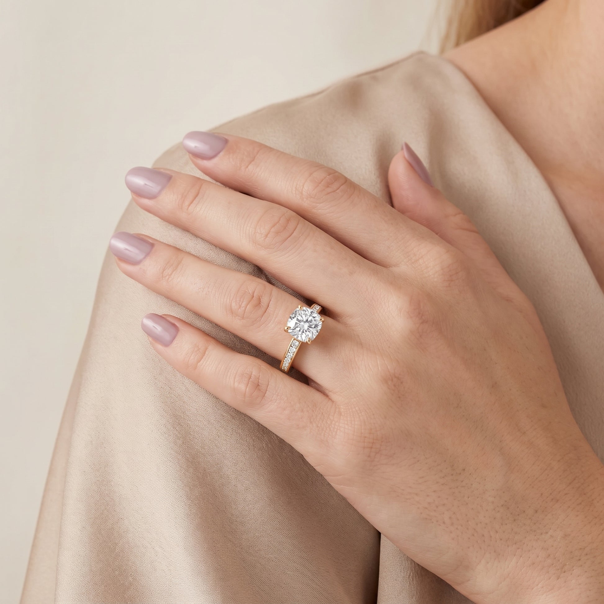 Maren Sidestone Channel Set Cushion Diamond Engagement Ring in Yellow Gold - model.jpg