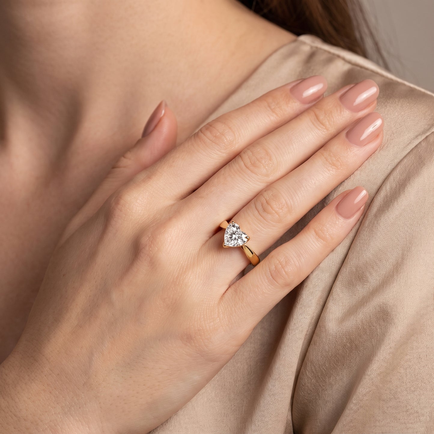 Lucia Solitaire Six-Prong Heart Diamond Engagement Ring in Yellow Gold - model.jpg