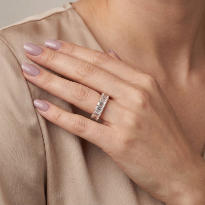 Adelaide Shared Prong Emerald Diamond Eternity Band in Rose Gold - model.jpg