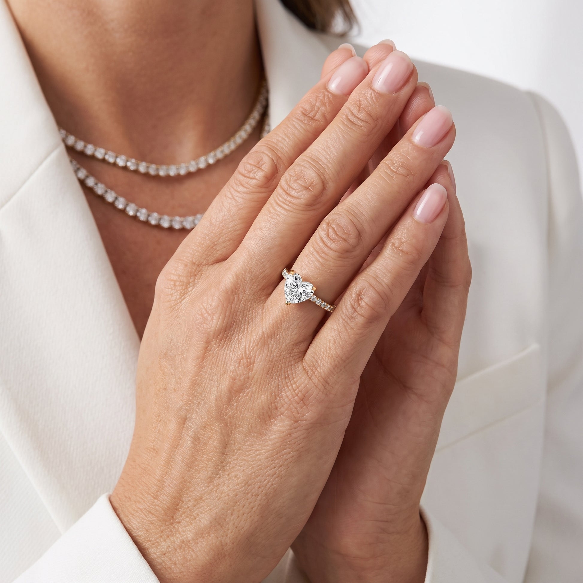 Aisha Pavé Solitaire Heart Diamond Engagement Ring in Yellow Gold - model.jpg