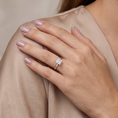 Nella Petite Solitaire Princess Diamond Engagement Ring in Platinum - model.jpg