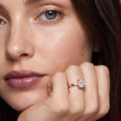 Delia Solitaire Cushion Diamond Engagement Ring in Rose Gold - model.jpg
